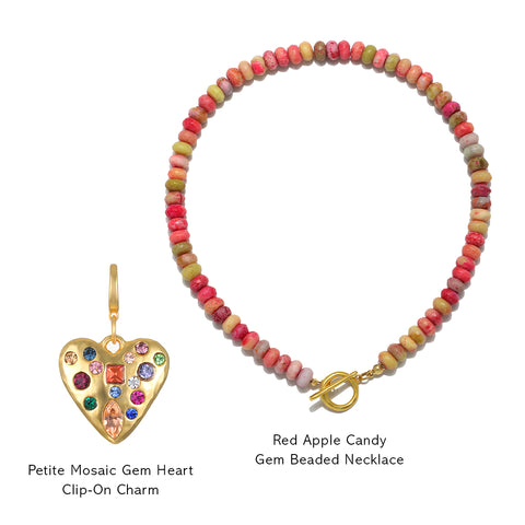 Petite Mosaic Gem Heart Charm Necklace