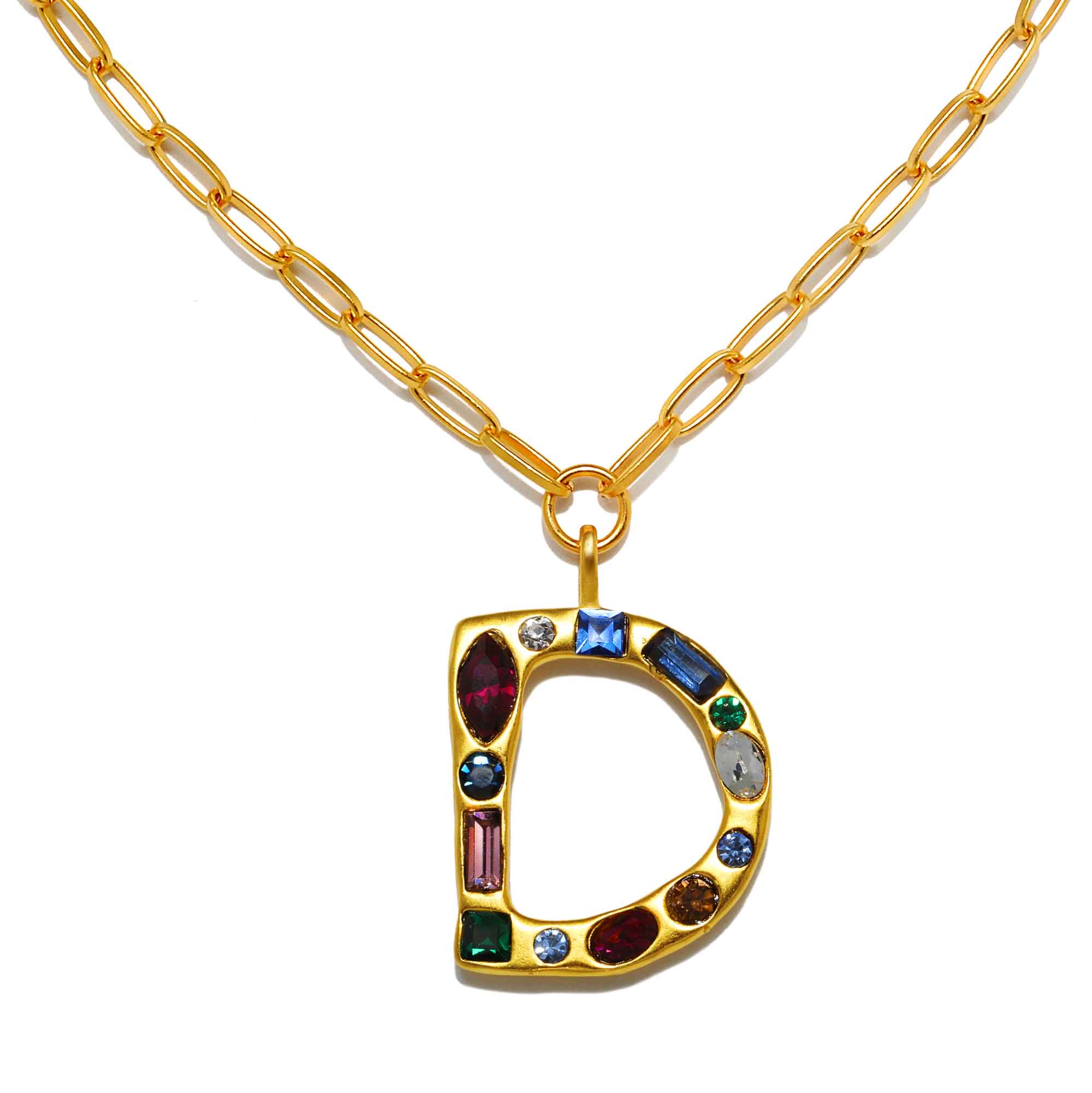 Monogram Necklace with Semi-Precious Stone