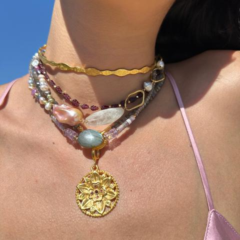 Garnet Leaf Choker Necklace