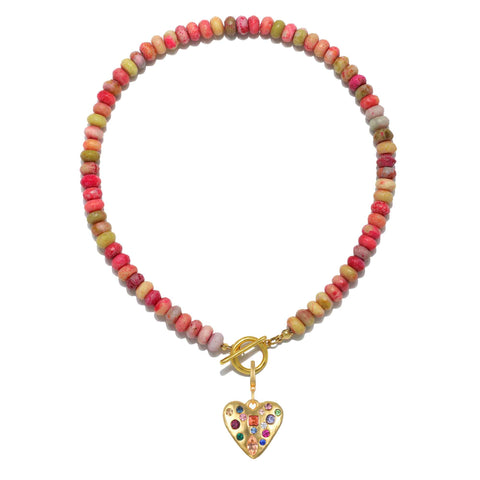 Petite Mosaic Gem Heart Charm Necklace